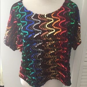 Vintage colorful sequins top